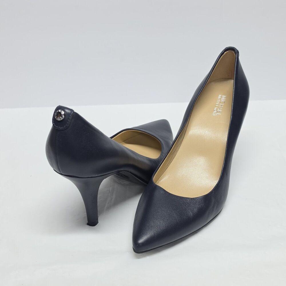 Michael Kors MK Flex Mid Pump Navy Womens 7 Pointed Toe Genuine Leather
